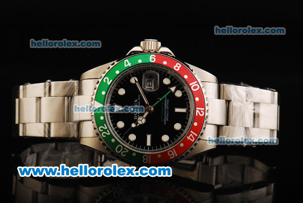 Rolex GMT-Master II Automatic Movement Full Steel with Green/Yellow Bezel and Black Dial - Click Image to Close